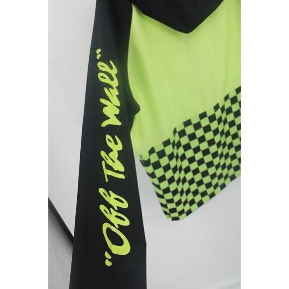 VANS MENS XL OFF THE WALL ANORAK WATER REISTANT HOODED CHECKEROARD JACKET NEON - Picture 7 of 9